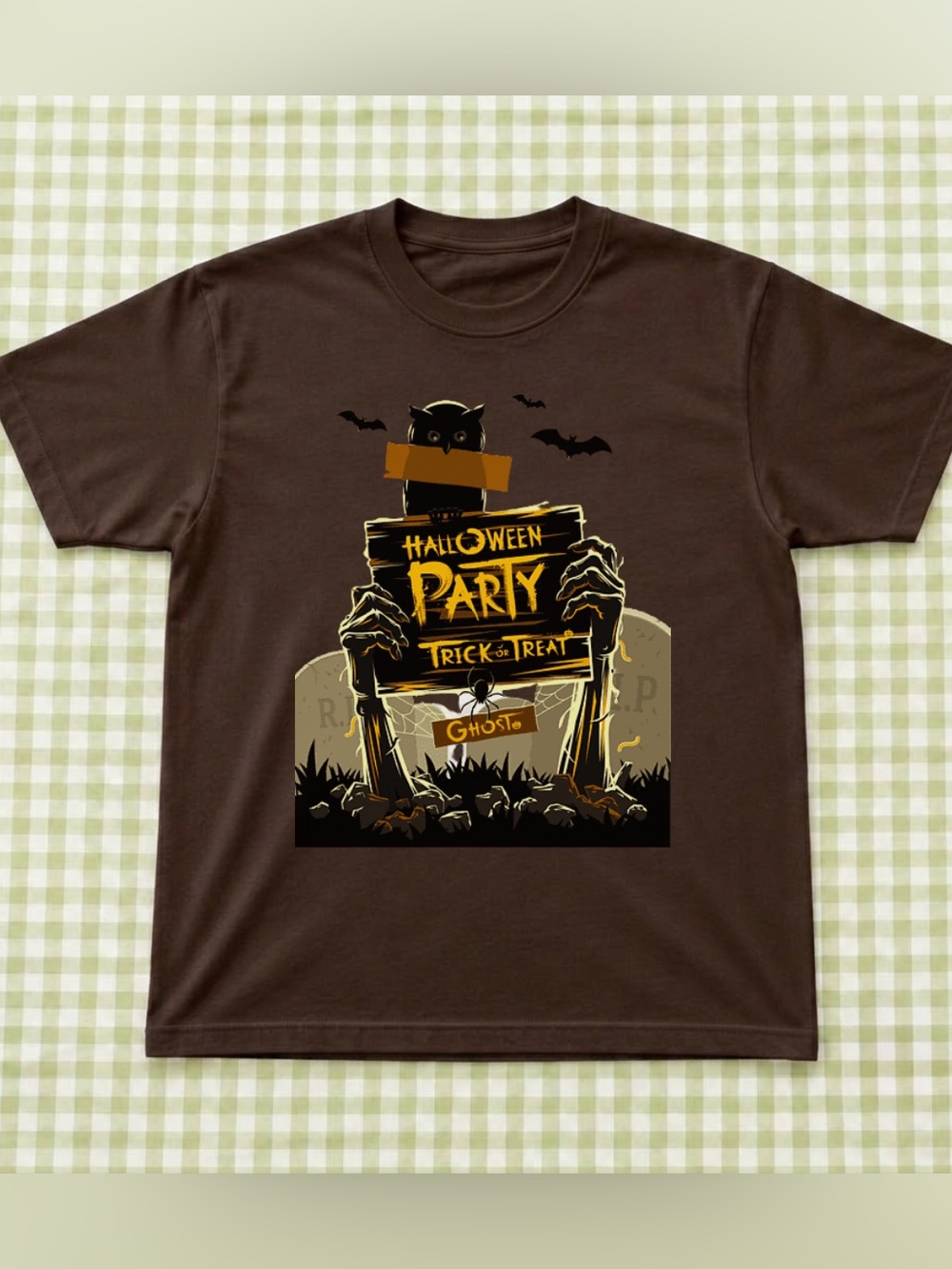 Halloween Party Trick-or-Treat T-Shirt For Unisex, Dark Chocolate Vintage Style